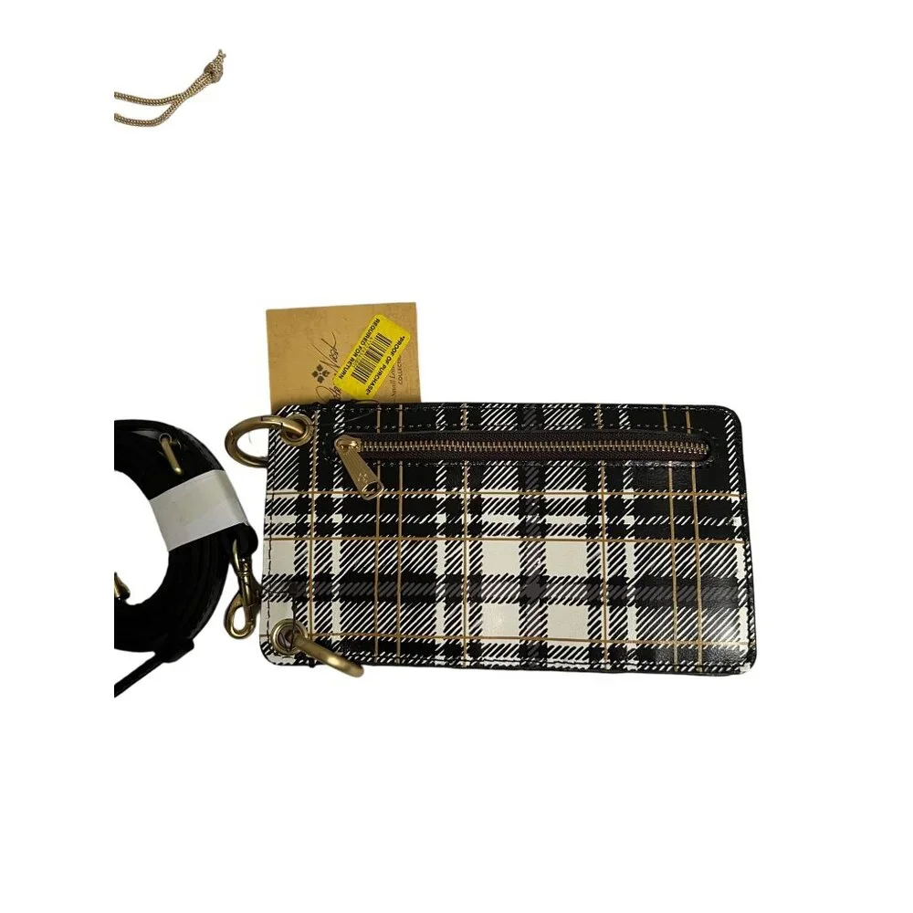 Patricia Nash Small‎ Blk White Plaid Premium Leather Shoulder Wristlet NEW